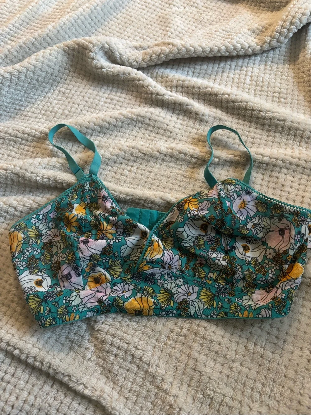 flirtitude Teal Floral Bralette XL lingerie basics loungewear